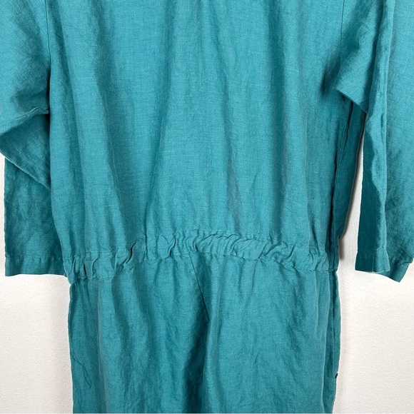 Bryn Walker Linen Blue Team Cinched Waist Crop Wide Leg Jumpsuit Small - Picture 10 of 15